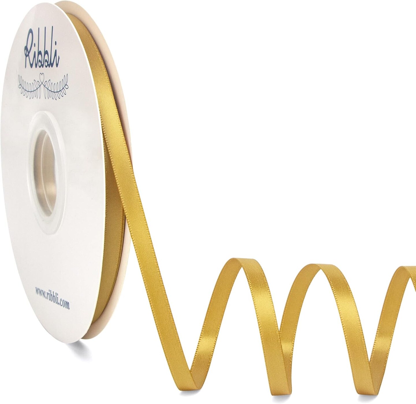 Gold Satin Ribbon - Double Faced 1/4 inch x 50 Yards (Gold) 1800"L x 0.25"W