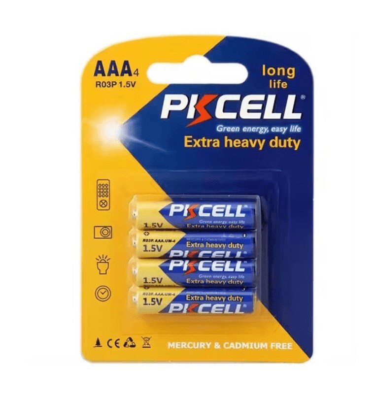 PKCELL® AAA Heavy Duty Batteries 4 Pack Reliable Power for Everyday Devices