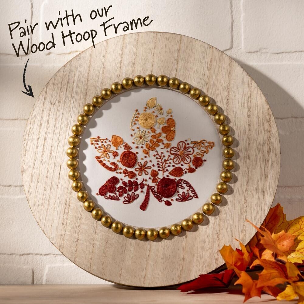 Bucilla Stamped Embroidery Kit W/6" Plastic Hoop-Autumn Foliage