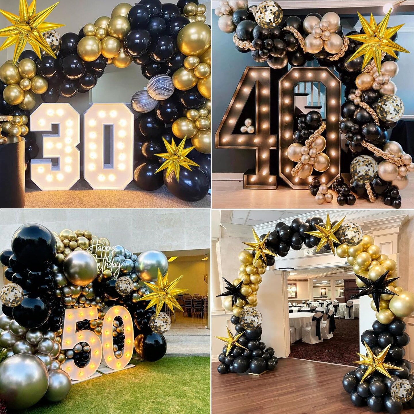 Black and Gold Balloons Garland Arch Kit (Black Gold) 2 x 2 x 3 inches