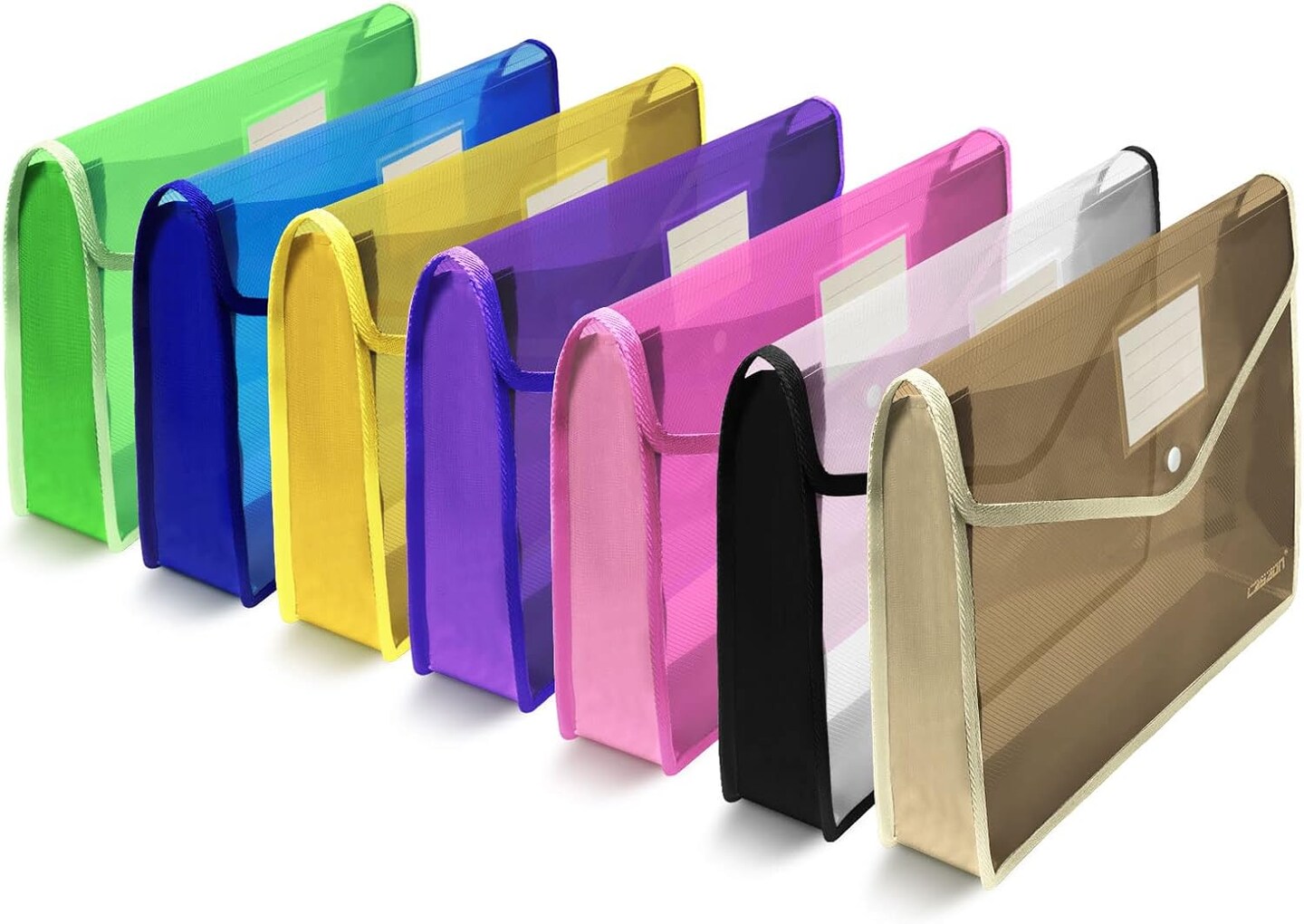 7 Pack B4 Plastic File Folders (Purple, Pink, Yellow, Green, White, Blue, Black)