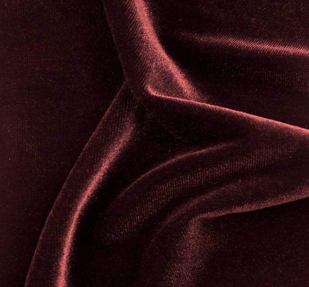 1 Yard Stretch Velvet Fabric Solid Burgundy Drapey Apparel Material 58/60" width