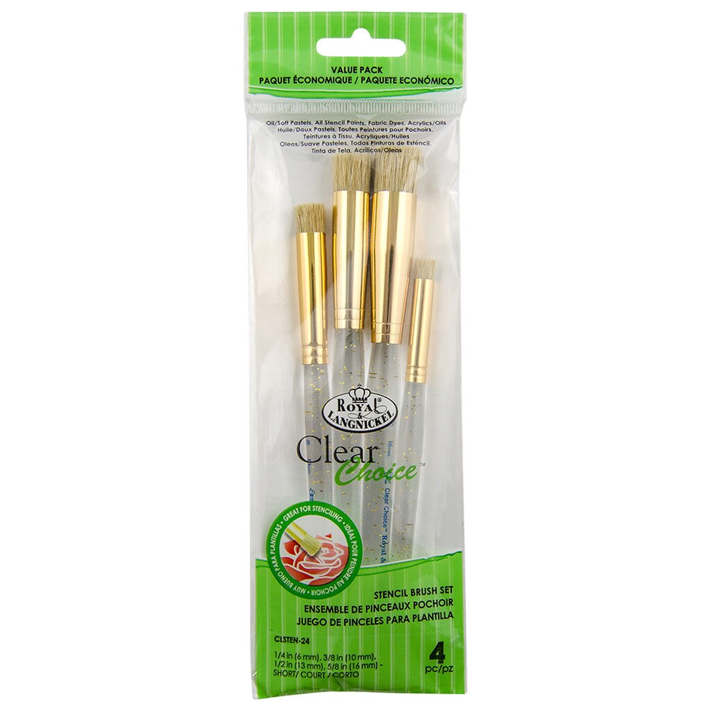 CLSTEN-24 | Clear Choice&#x2122; 4pc Short Stencil Brush Set