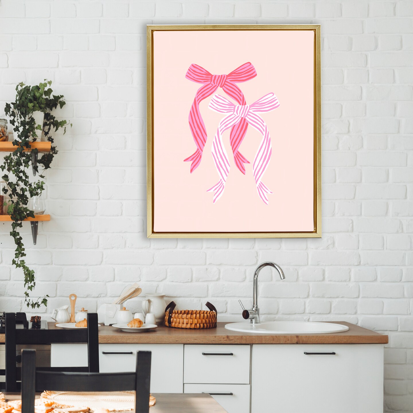 Stupell Industries Striped Bows on Pink Floating Frame, design by Krissy Mast