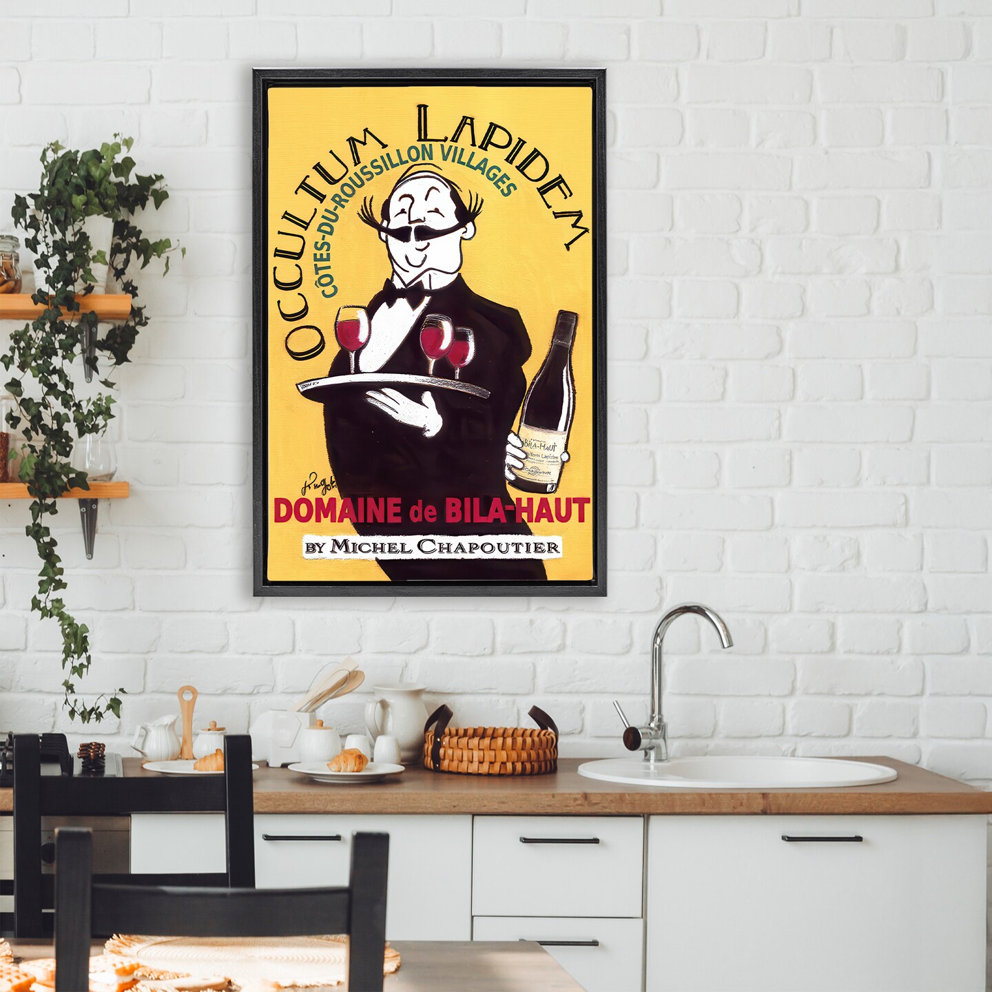 Stupell Industries Vintage Waiter & Wine Floating Frame, design by Jean-Pierre Got