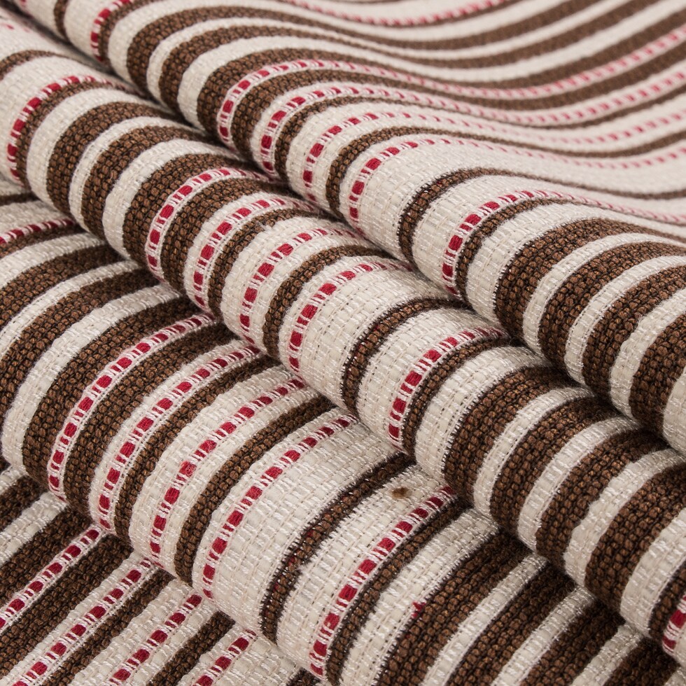 1 Yard Tobacco Brown Erget White &#x26; Hibiscus Red Striped Double-Face Cotton Woven