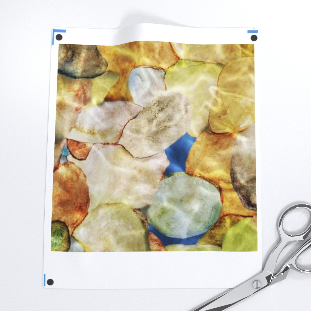 River Rocks Water Nature Lake Geology Geode Custom Printed Fabric by Spoonflower Various Fabrics by the Yard or Fat Quarter