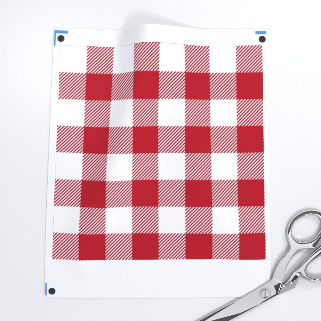 Buffalo Plaid Red White Check Tartan Picnic Custom Printed Fabric by Spoonflower Various Fabrics by the Yard or Fat Quarter