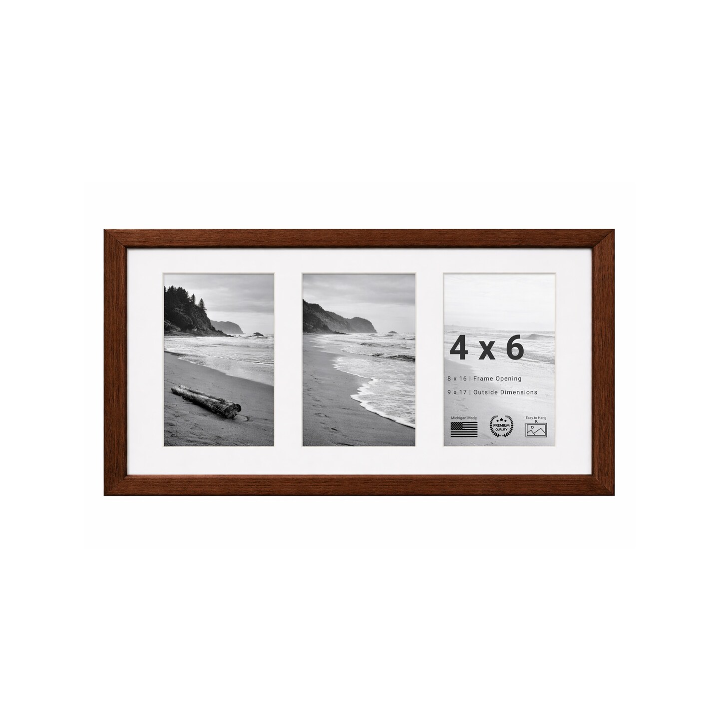 Craig Frames 8x16 matted to 4x6 Collage Picture Frame, Walnut Brown