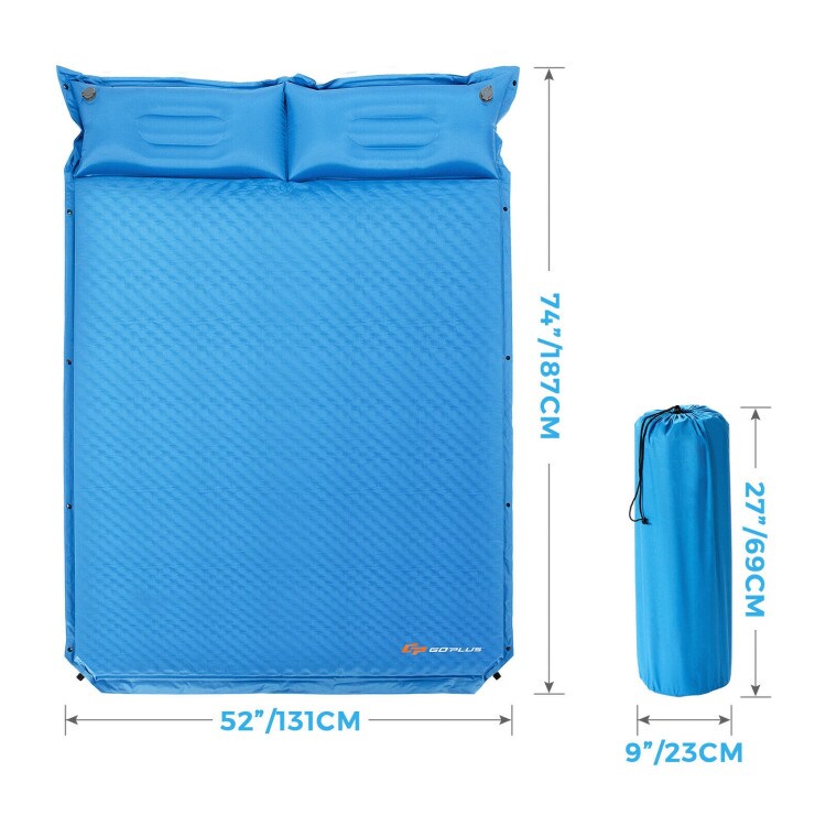 Double Size Outdoor Sleeping Mat with Ergonomic Pillow and Foam Pad for Camping and Hiking