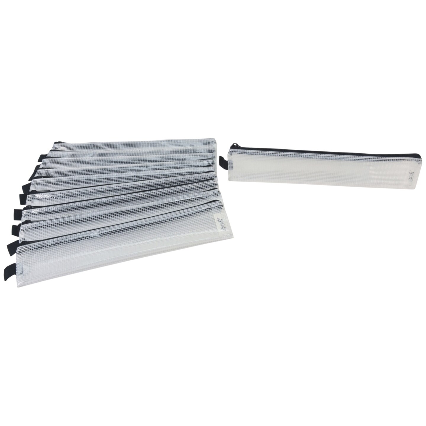 Sax Mesh Tool Case, 3 x 14 Inches, Clear with Black Trim, Pack of 10
