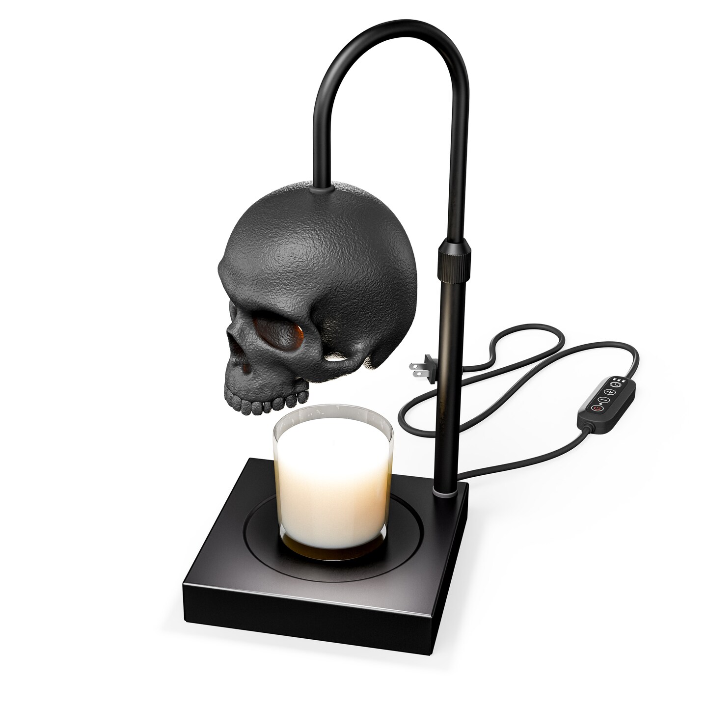 Skull Candle Warmer Lamp with Timer and Dimmer, Gothic Candle Lamp Warmer with Adjustable Height, 2 Light Bulbs, Flameless Wax Melting Skull Decor, Halloween Lamp for Spooky Home & Witchy Gifts (Candle Jar Not Included)