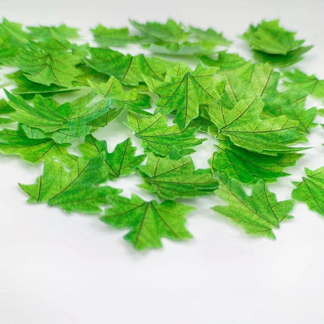 74pcs Edible Green leaves Cupcake Toppers Wafer Flowers Rice Paper Maple