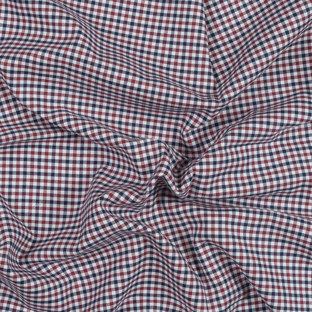1 Yard Red White and Blue Tattersall Shepherds Check Cotton and Tencel Flannel Fabric 57 inch Width