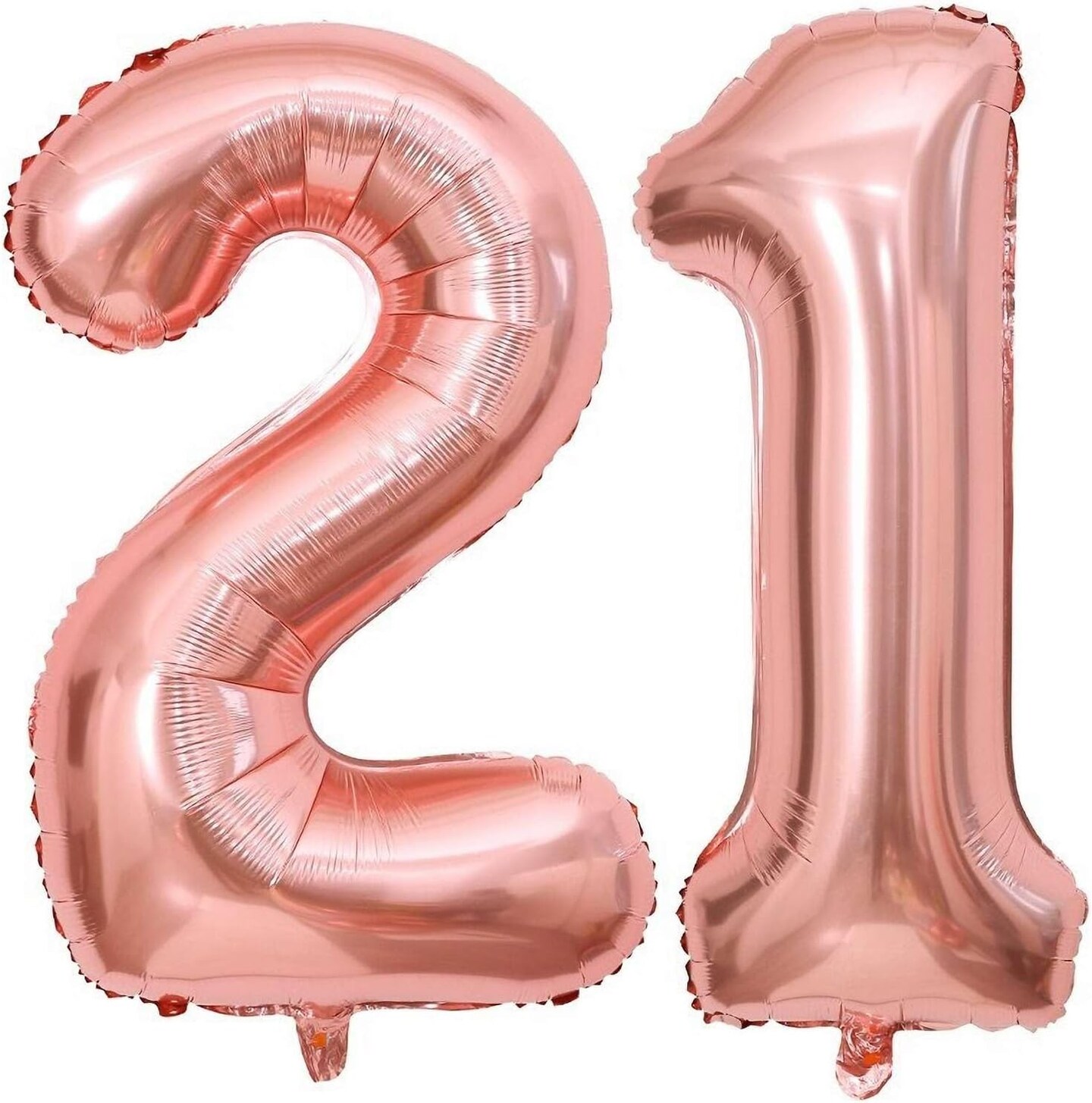 Rose Gold 21 Number Balloons, 40 Inch Giant Number 21 Balloons Foil Mylar Helium (Double Number Rose Gold 21)