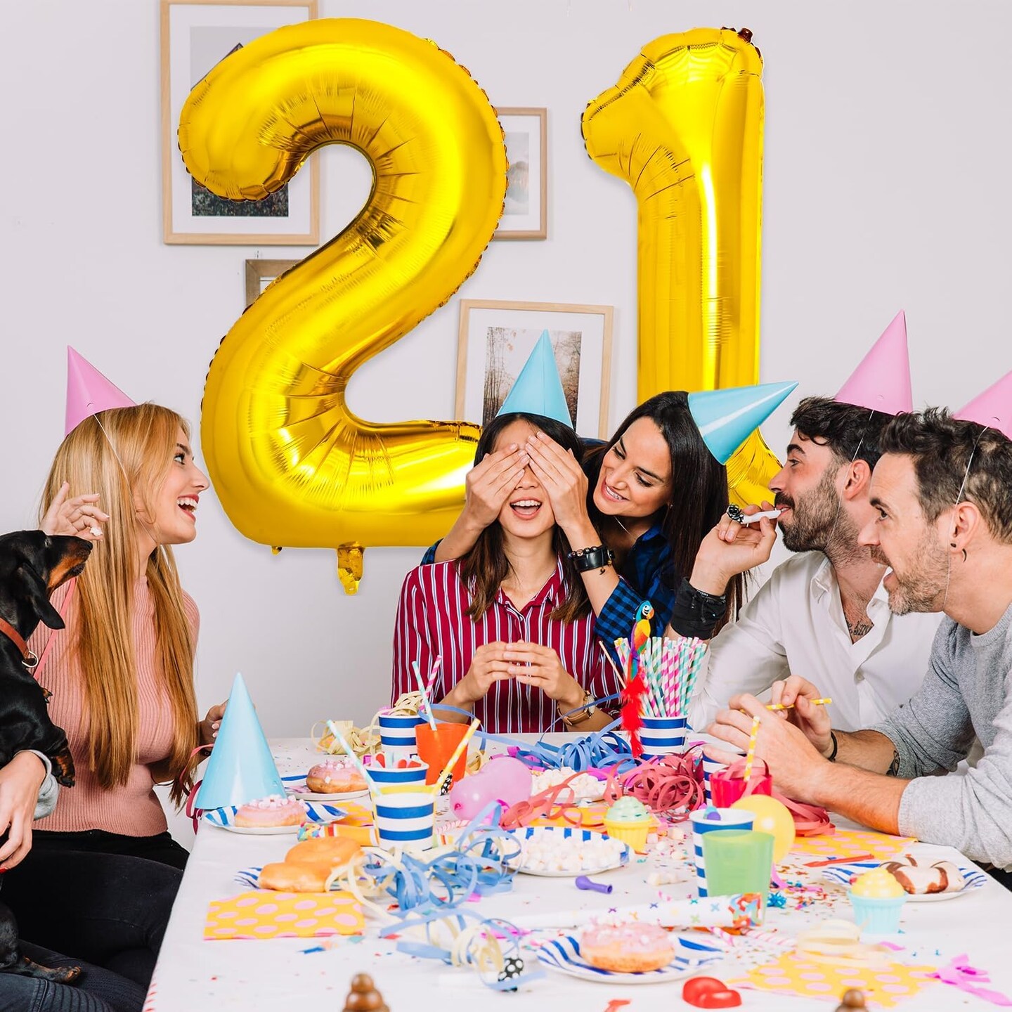 40 Inch 21 Number Balloons Gold Big Giant Jumbo Helium Number Digital 21 Foil Mylar Balloon (Gold 21)