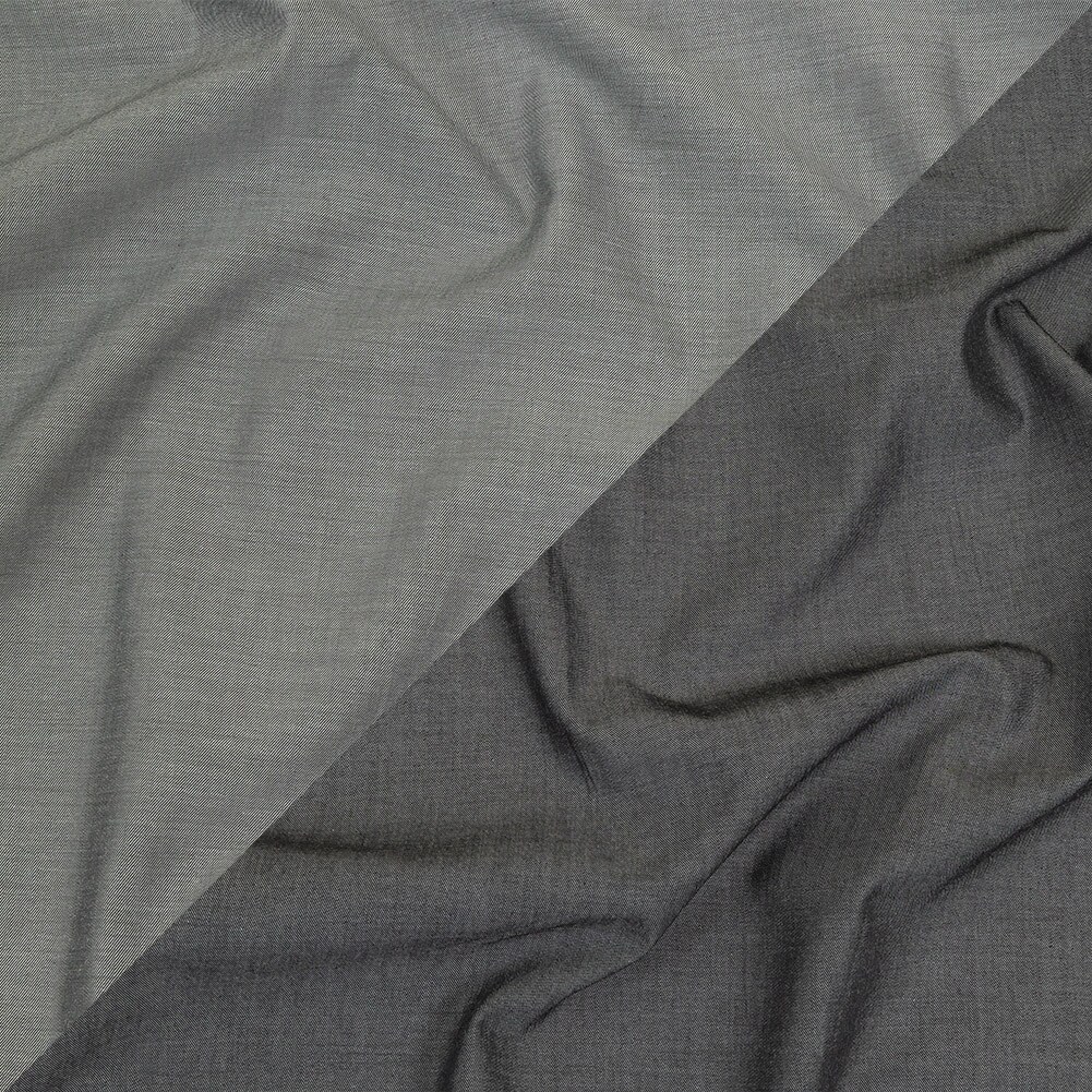 1 Yard Obsidian and Ultimate Gray Double Faced Cotton Twill Shirting Fabric for Apparel