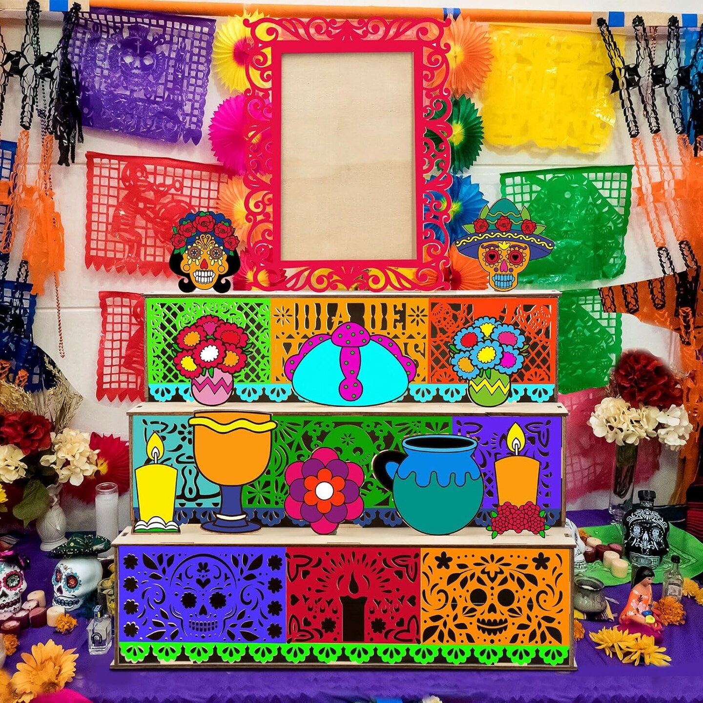 Dia De Los Muertos Decoration Dia De Los Muertos Ofrenda Altar Kit (Wood Color)