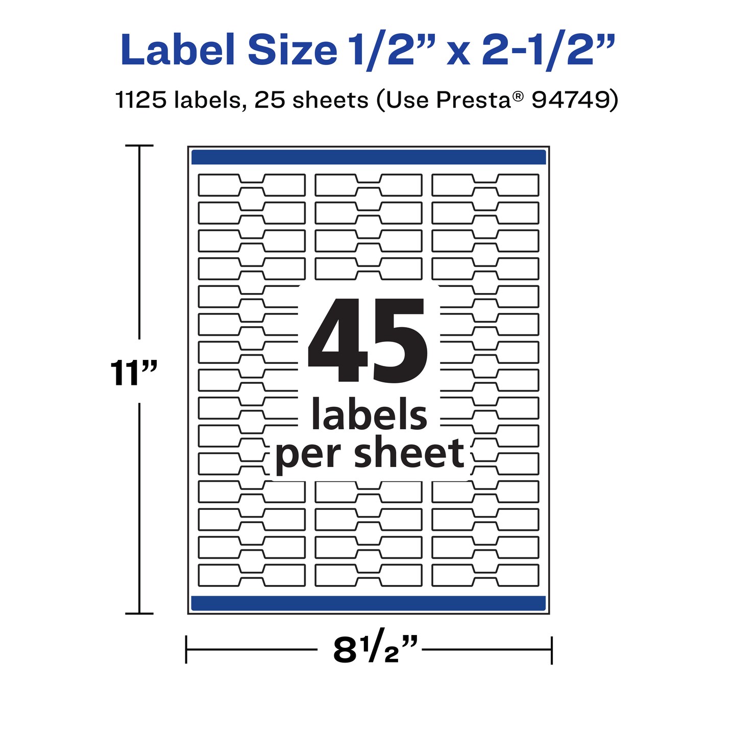 Avery Durable Waterproof Barbell Labels with Sure Feed, 1/2" x 2.5"