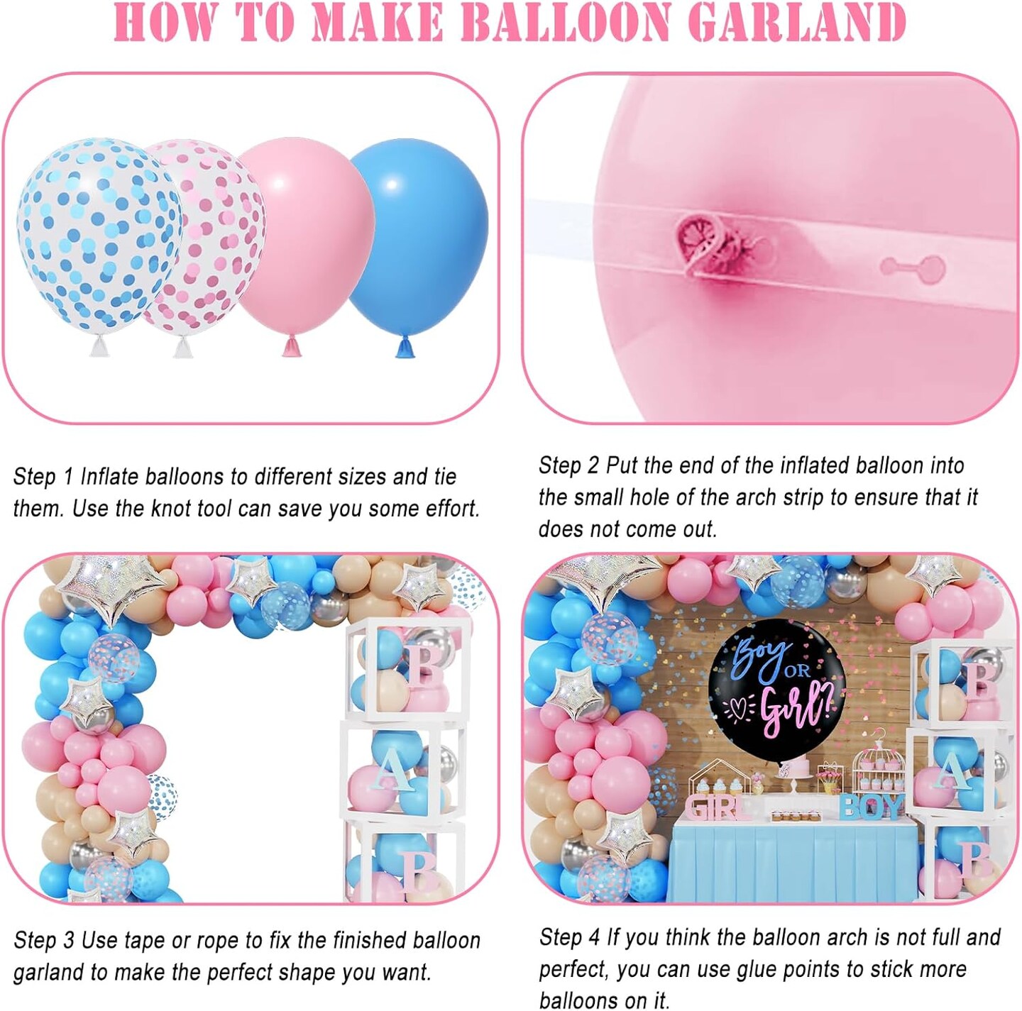 164PCS Baby Boxes Gender Reveal Balloon (Blue)