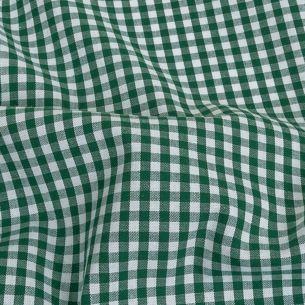 1 Yard Emerald Organic Cotton Gingham Lightweight Check Fabric