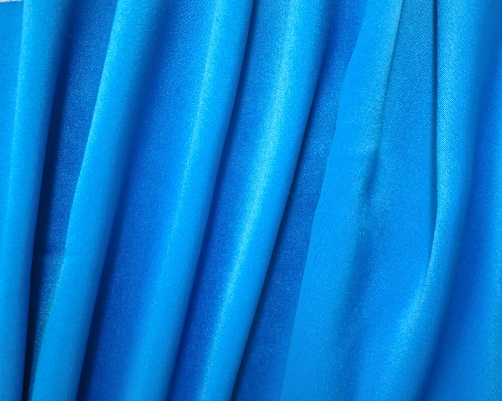 Peacock Blue Polyester Stretch Lamour Satin Woven Fabric By the Yard