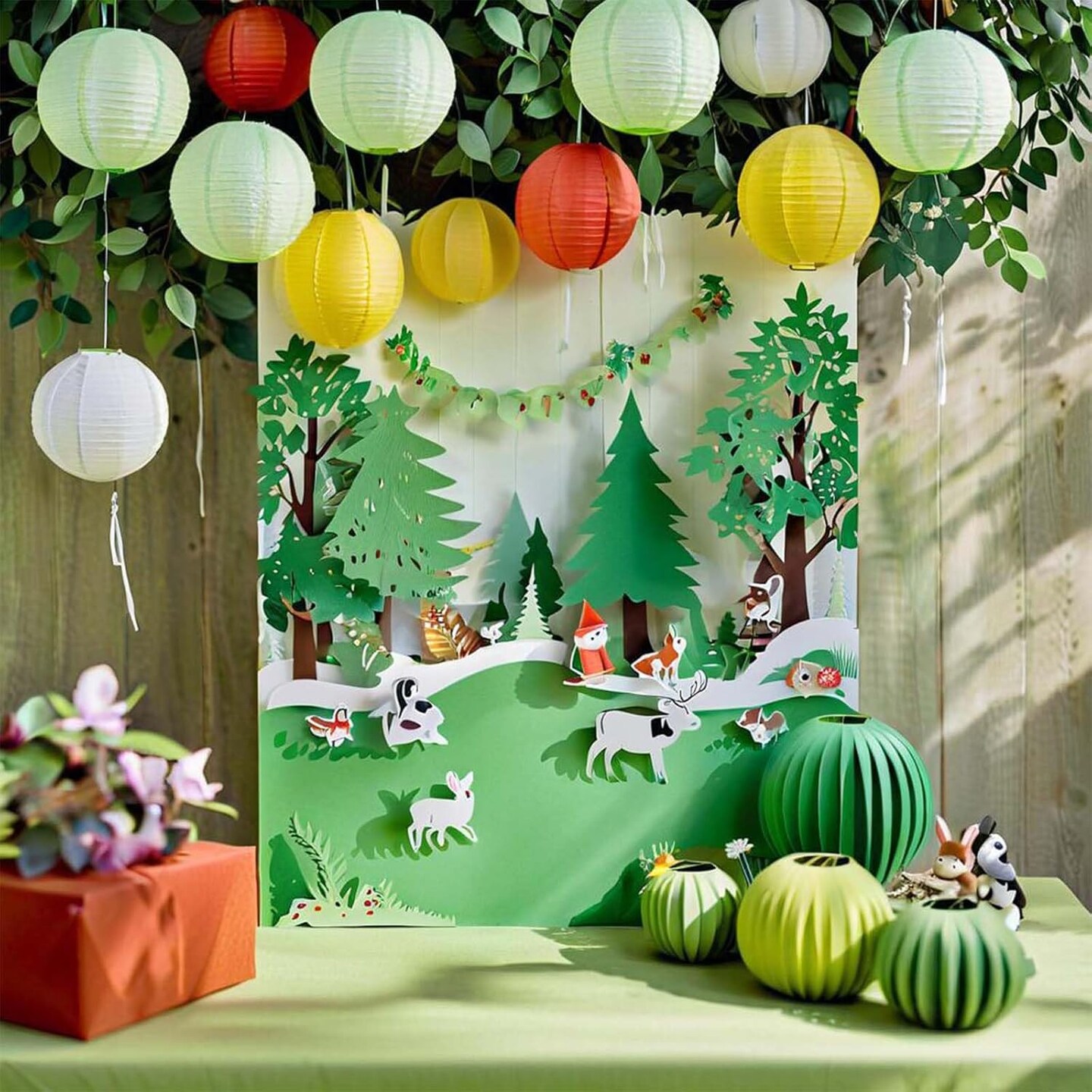 Dusty Sage Green Paper Lanterns(Sage Green)10.08 x 9.96 x 1.85 inches