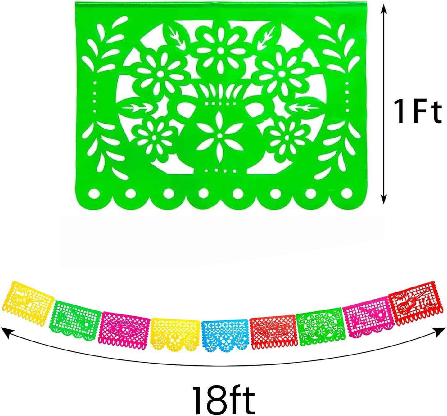 Day of The Dead Decorations - 18 Feet Papel Picado Banner