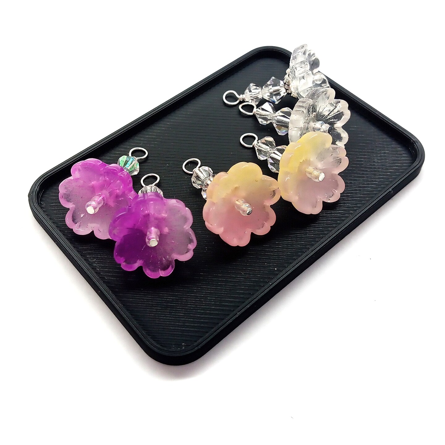 Flower Dangle Charms for Earrings, 3 Matching Pairs, Adorabilities