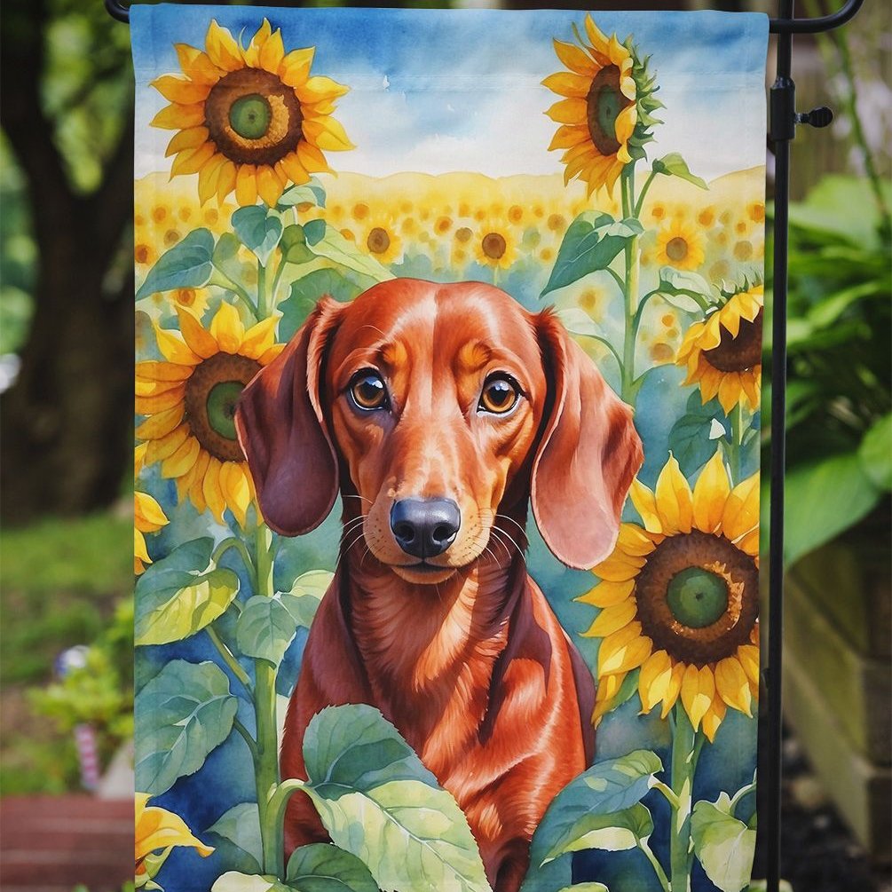 Edge Collections - 11 1/4" X 15 1/2" - Multicolor - Garden Dachshund In Sunflowers Garden Flag - 1 Piece