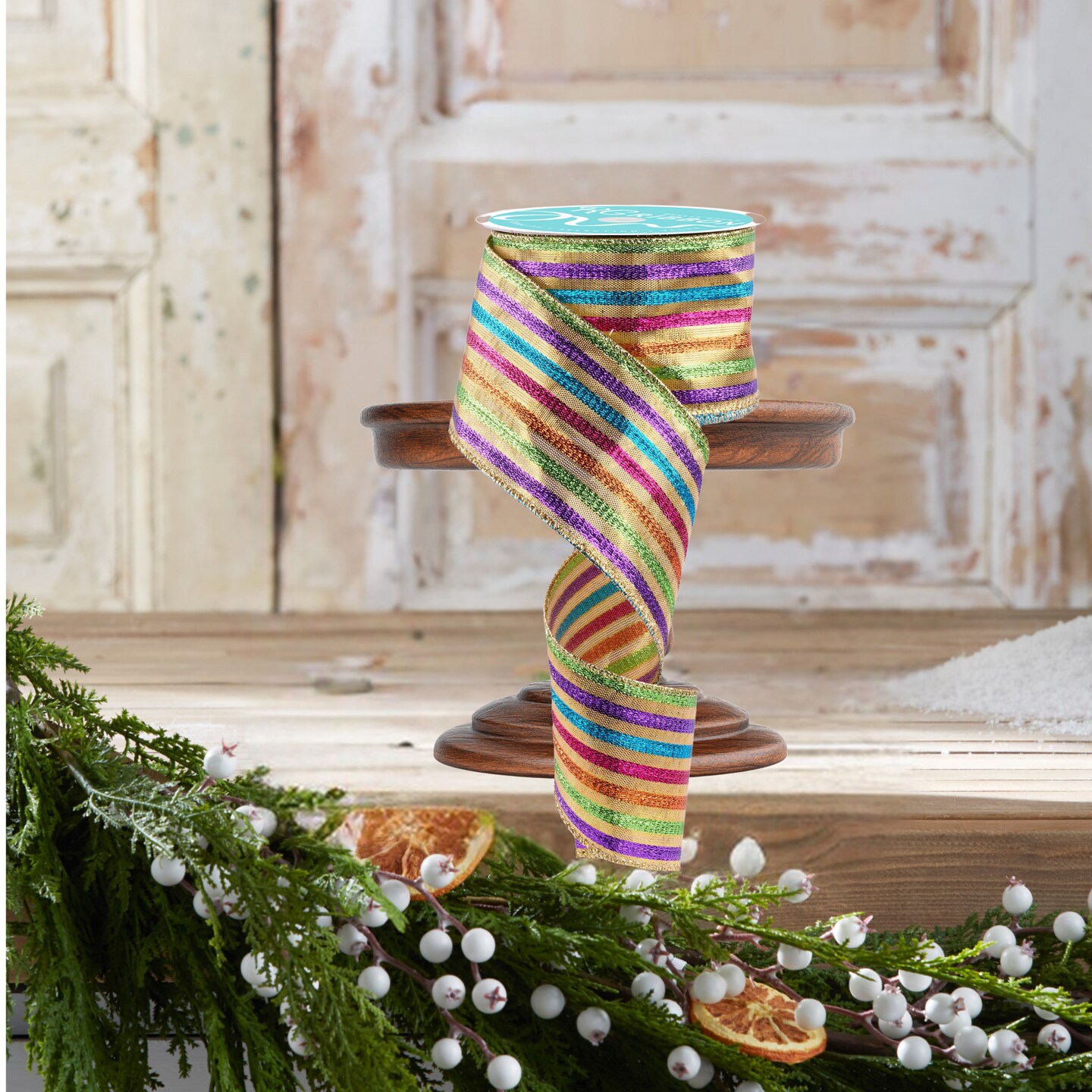 2.5&#x22; Metallic Fiesta Stripe Ribbon: Gold (10 Yards)
