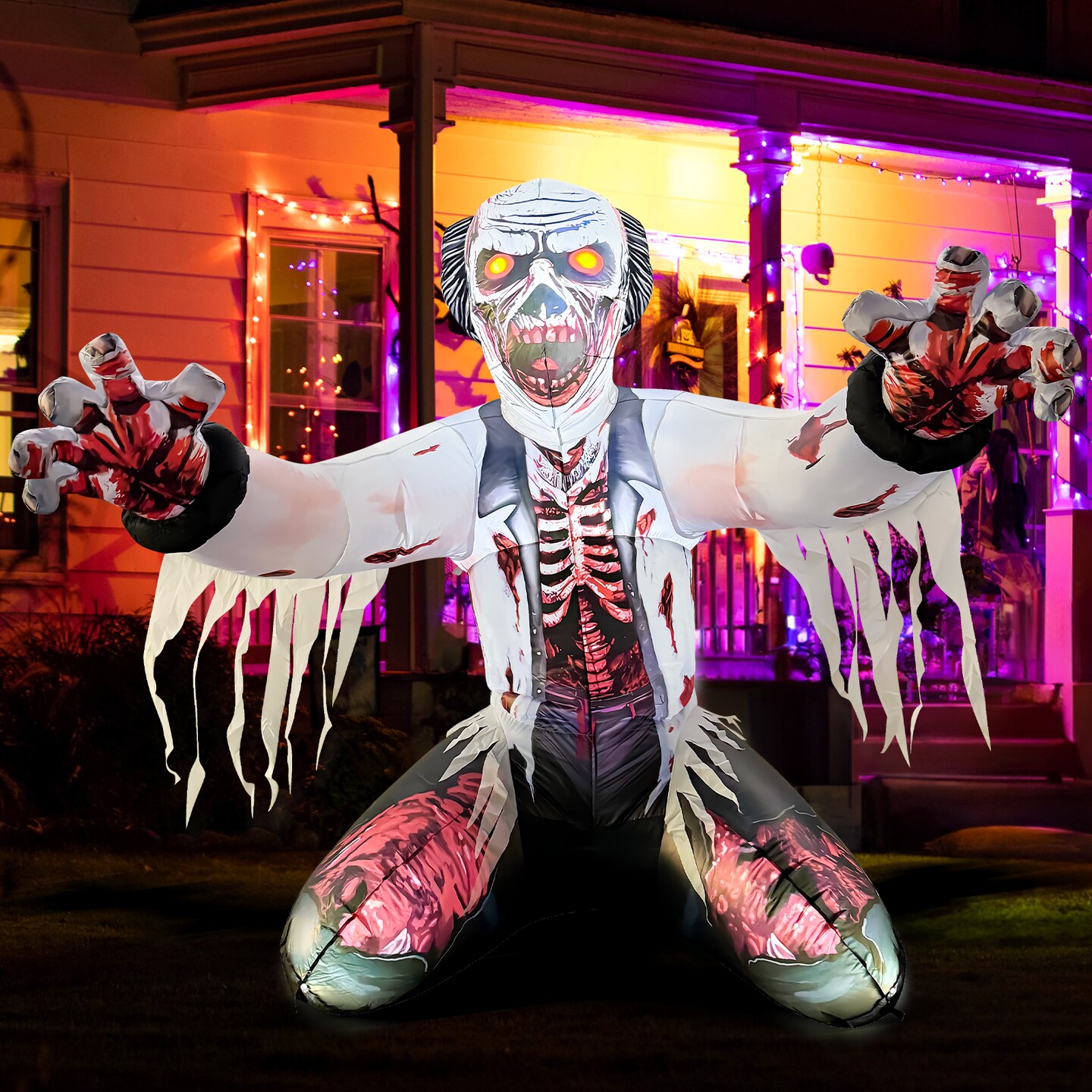 GOOSH 6FT Inflatable Zombie with Glowing Eyes – Light-Up Halloween Yard Decoration