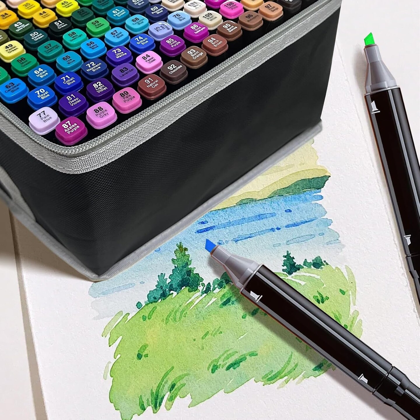 168-Color Dual-Tip Alcohol Markers Set with Shoulder Bag - Alcohol