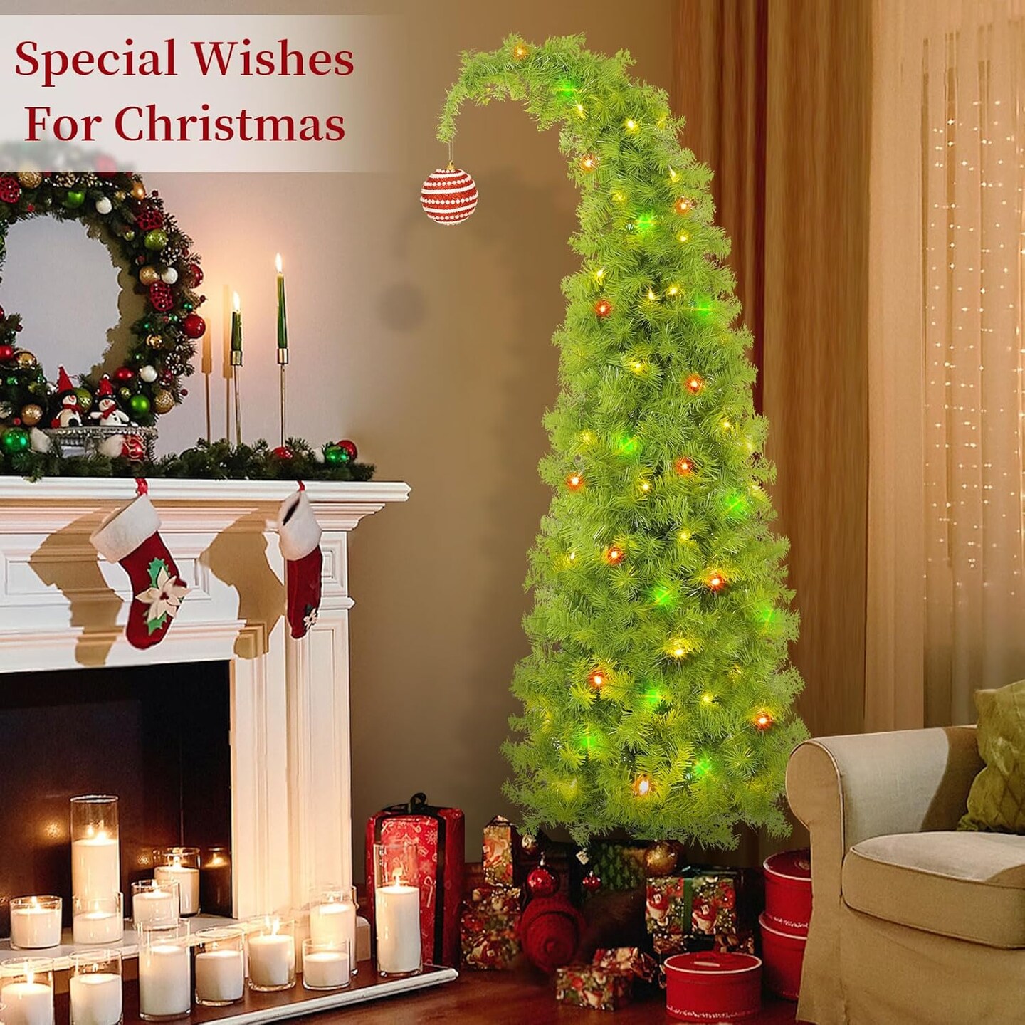 6FT Grinchs Christmas Tree with Flexible Branches (Green-01) 17.3&#x22;D x 17.3&#x22;W x 71.6&#x22;H