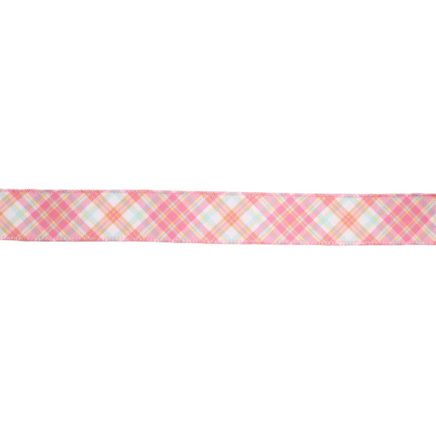 LaRibbons 1 1/2" Wired Ribbon | Pink Bias Plaid | 10 Yard Roll