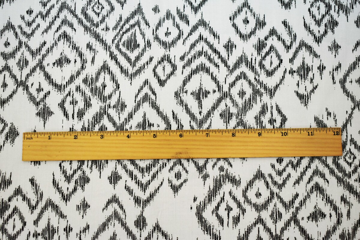 Black-Multi Famous Maker Cotton Diamond Ikat Print Slub Canvas Woven Fabric By the Yard