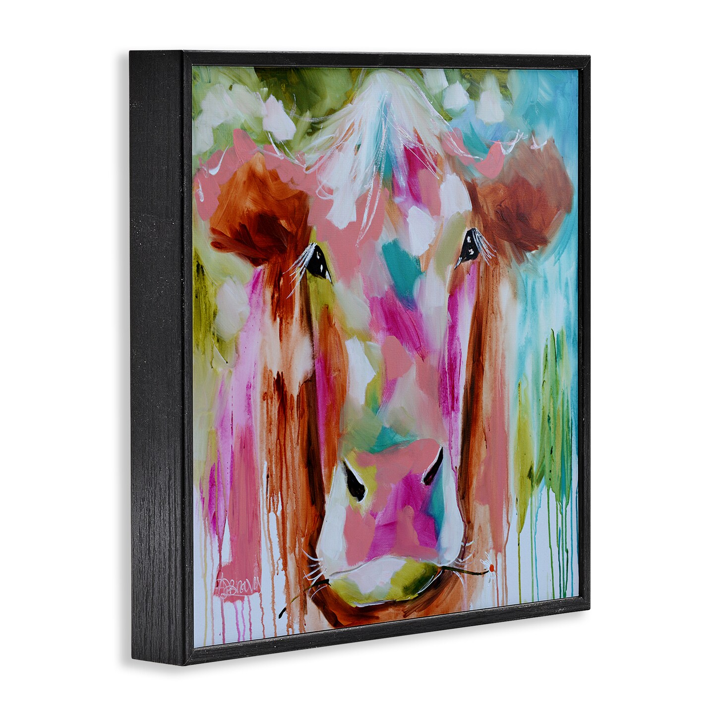 Stupell Industries Expressionist Vibrant Cow Framed Giclee, design by Amanda Brooks