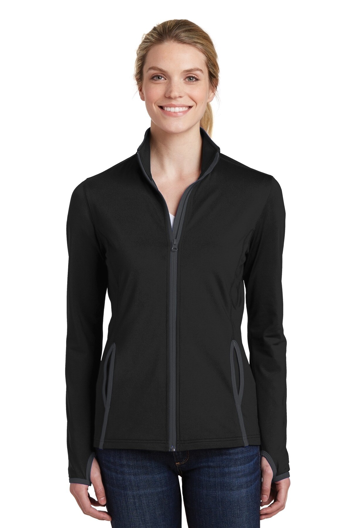 Sport-Tek&#xAE; Women&#x27;s Sport-Wick&#xAE; Stretch Contrast Full-Zip Jacket