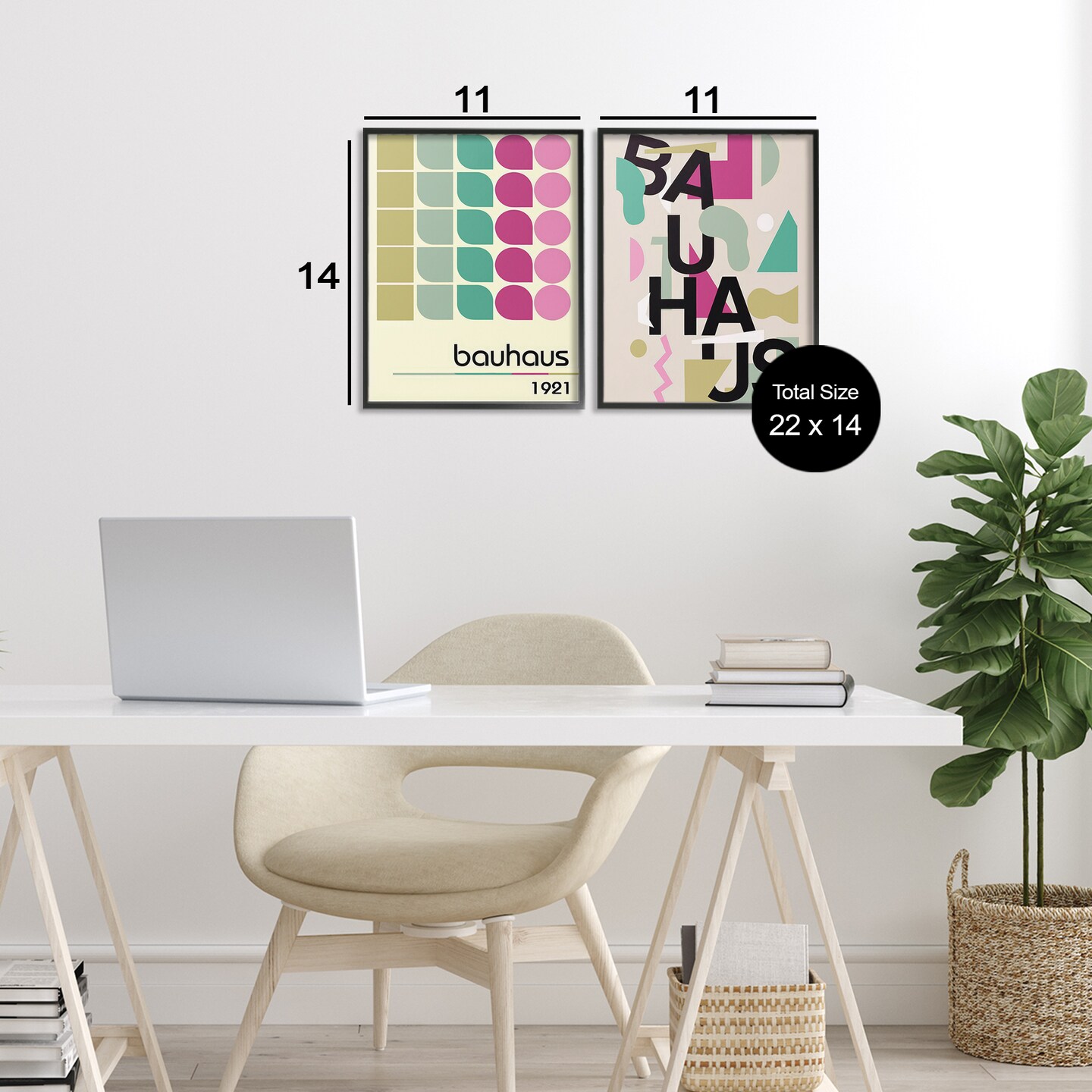 Stupell Industries Vintage 1921 Bauhaus Design 2pc Framed Giclee Set, design by Annabelle Hall