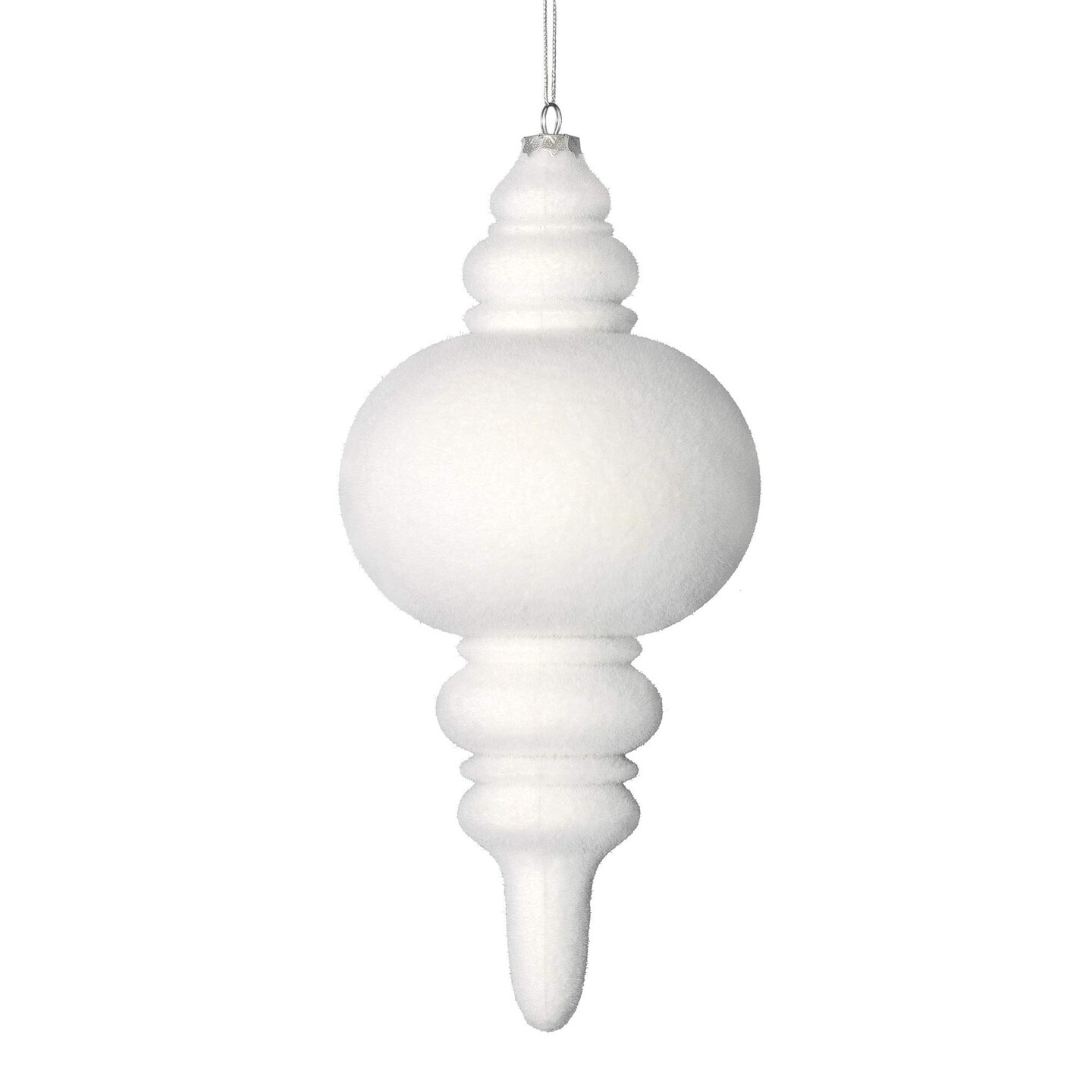 Vickerman 10" White Flocked Finial Ornament 3/Bag - M182411