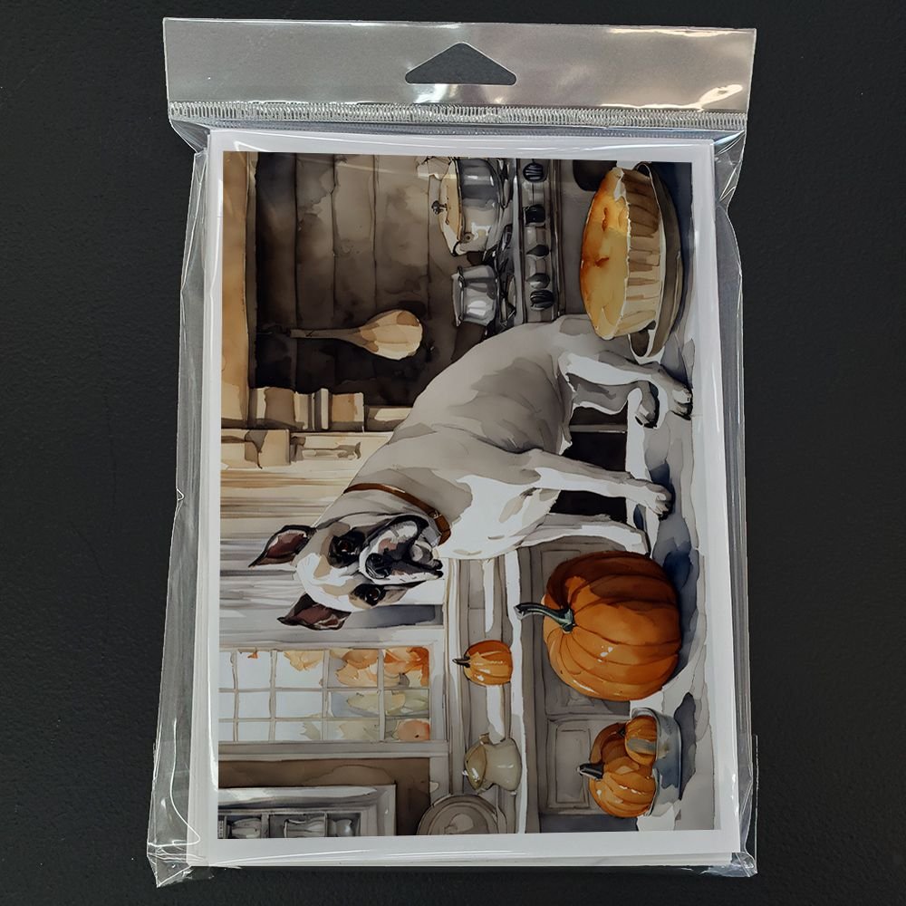 Edge Collections - 5" x 7" - Multicolor - Boxer Fall Kitchen Pumpkins Greeting Cards Blank Cards with Envelopes - 8 Pieces