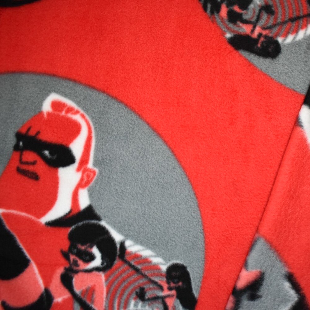 Gray-Multi Poly Disney Incredibles Print Double Sided Fleece Knit Fabric By the Yard