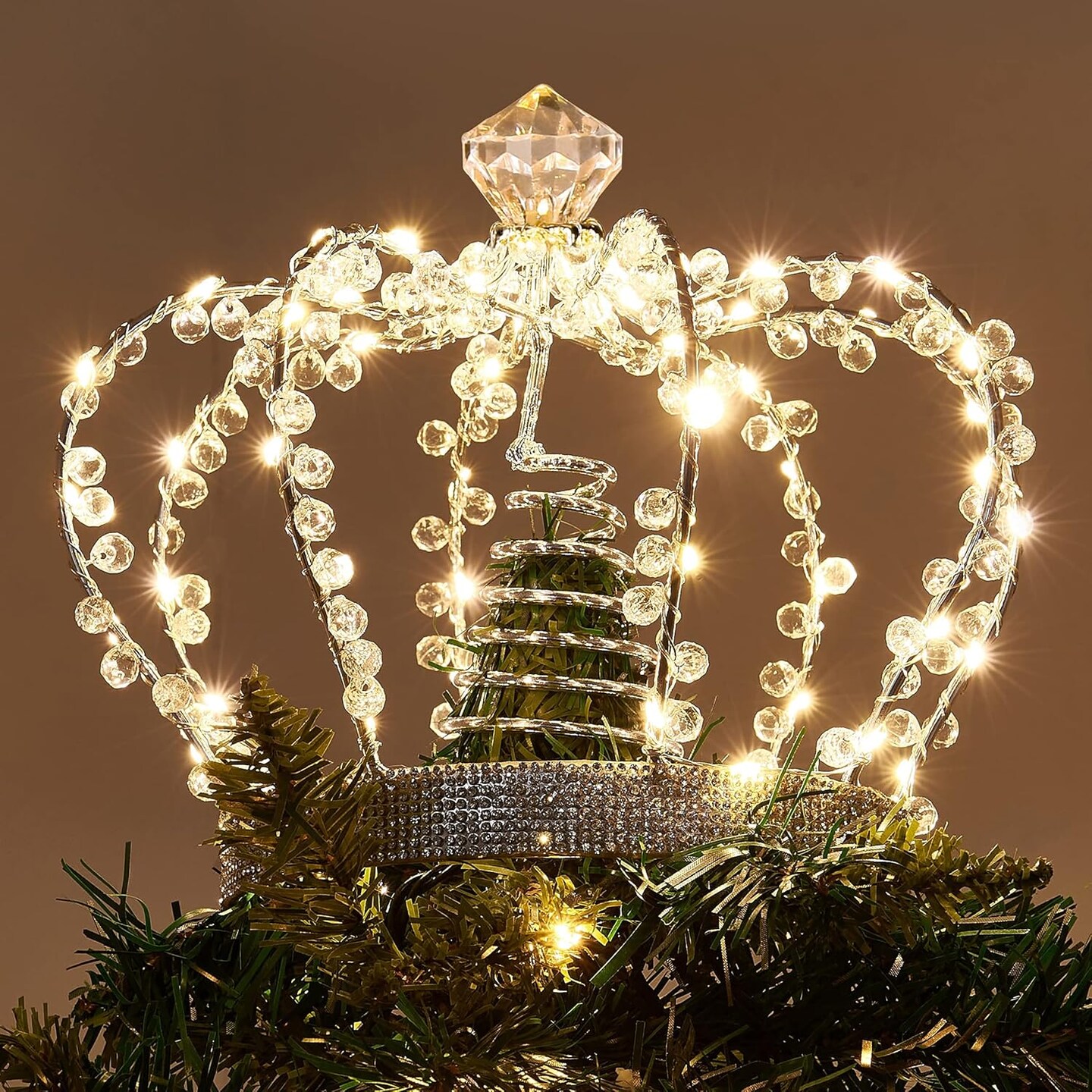 9.5*7.75 inch Christmas Jeweled Crown Tree Topper(Crown)