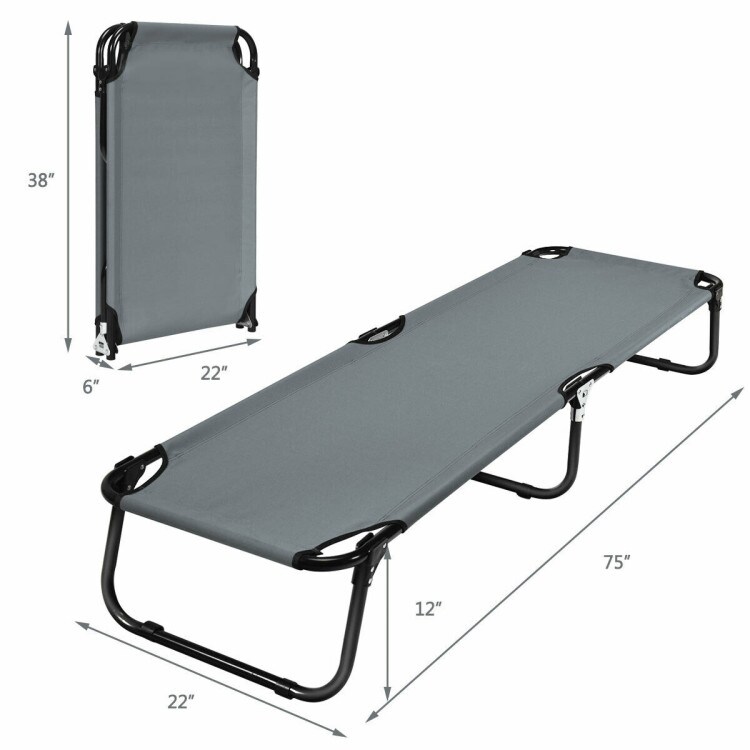 Heavy Duty Portable Sleeping Cot with Non Slip Feet and Steel Frame Outdoor Folding Bed for Guest Use