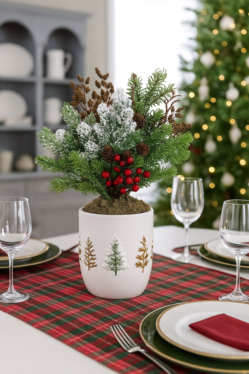 27&#x22; Christmas Pine Snow Noble Fir Spray x5 &#x2013; Artificial Holiday D&#xE9;cor Fir Stems, Faux Pine Branches for Christmas, Home &#x26; Event Decoration, Set of 12