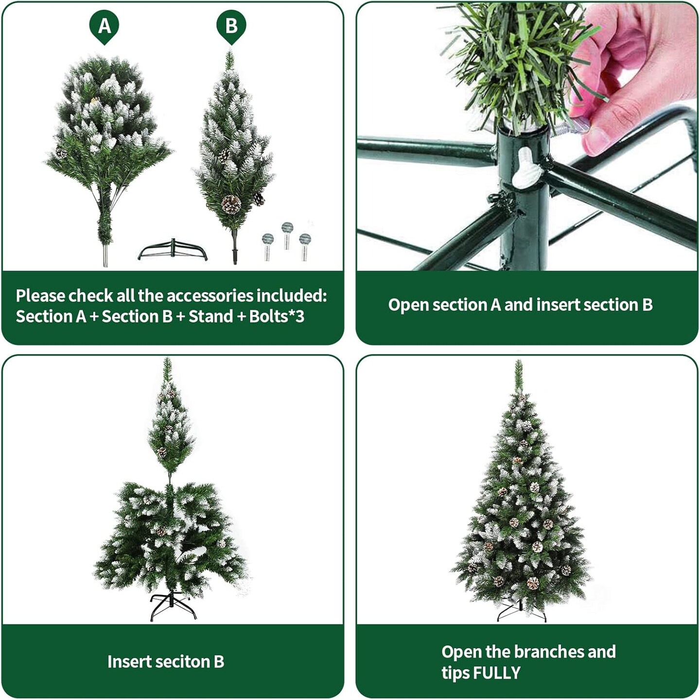 5ft Partially Flocked Artificial Christmas Tree(Zrsgtree-1.5m)36&#x22;D x 36&#x22;W x 50&#x22;H
