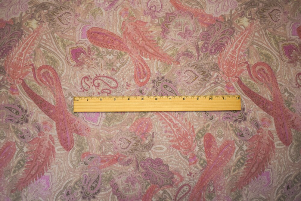 Pink-Beige-Multi Poly Paisley Printed Crinkle Yoryu Chiffon Woven Fabric By the Yard