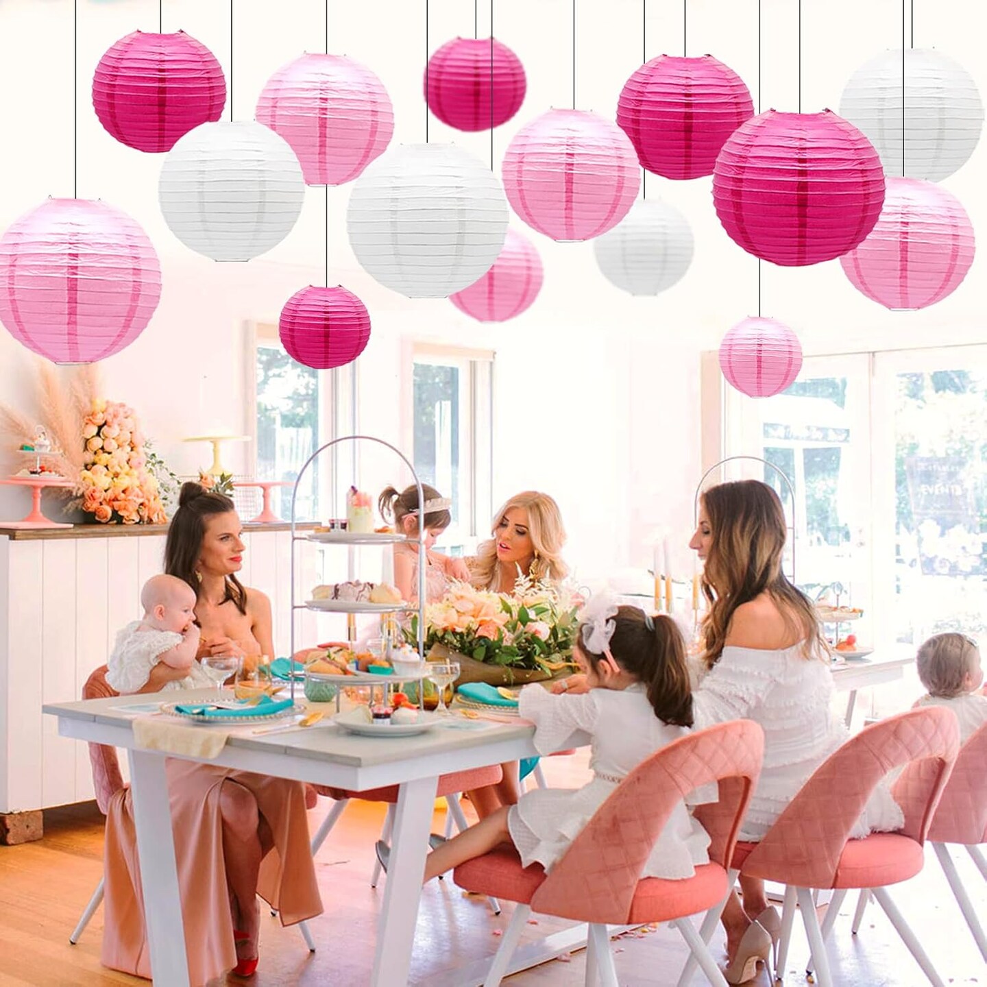 Round Chinese Paper Lanterns(&#x9;Pink)