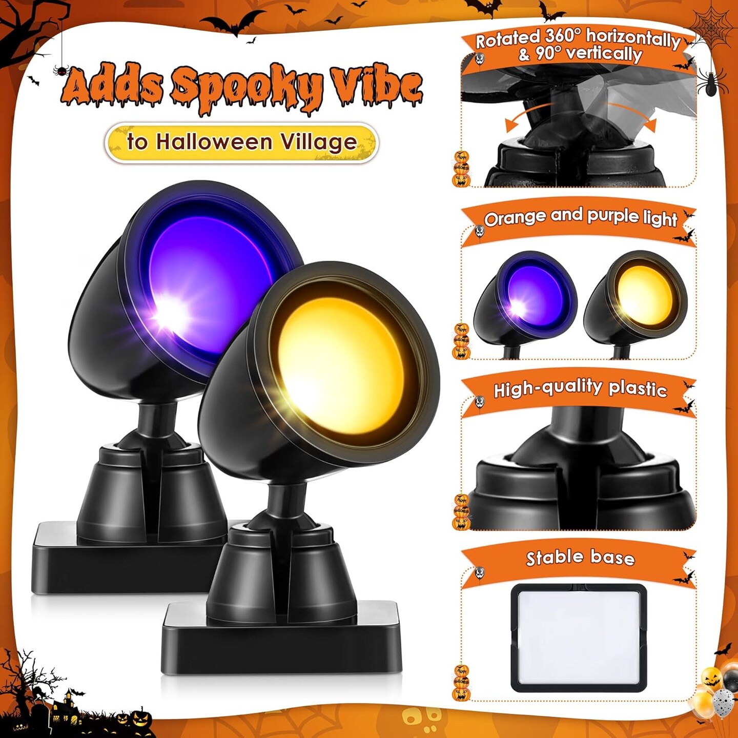 Halloween Village Collection Round Spot Light (Orange and Purple)