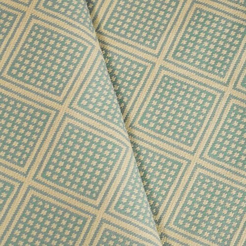 Teal/Beige Textured Diamond Damask Home Decorating Fabric By the Yard